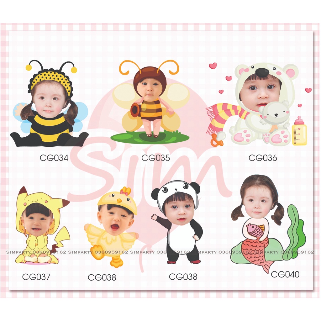 Thiết kế hình Chibi cho bé gái trang trí tiệc sinh nhật theo yêu cầu