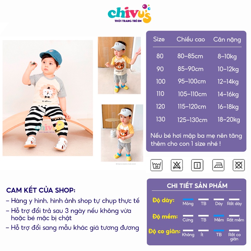 Áo thun bé trai bé gái 1 2 3 4 5 6 7 tuổi chất thun lạnh hoạ tiết hình thú dễ thương quần áo trẻ em CHIVU's KID
