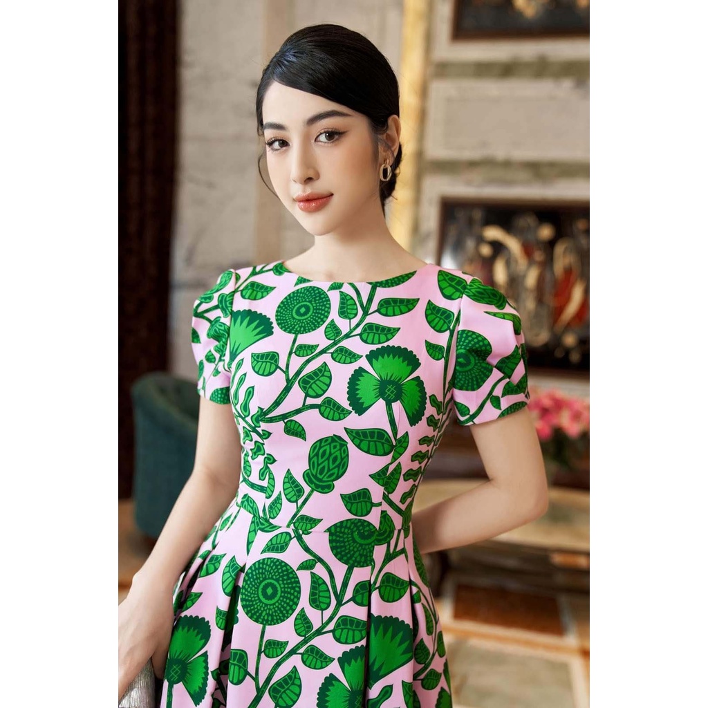 Đầm thiết kế hoa dây in 3d D028- Ladyfashion