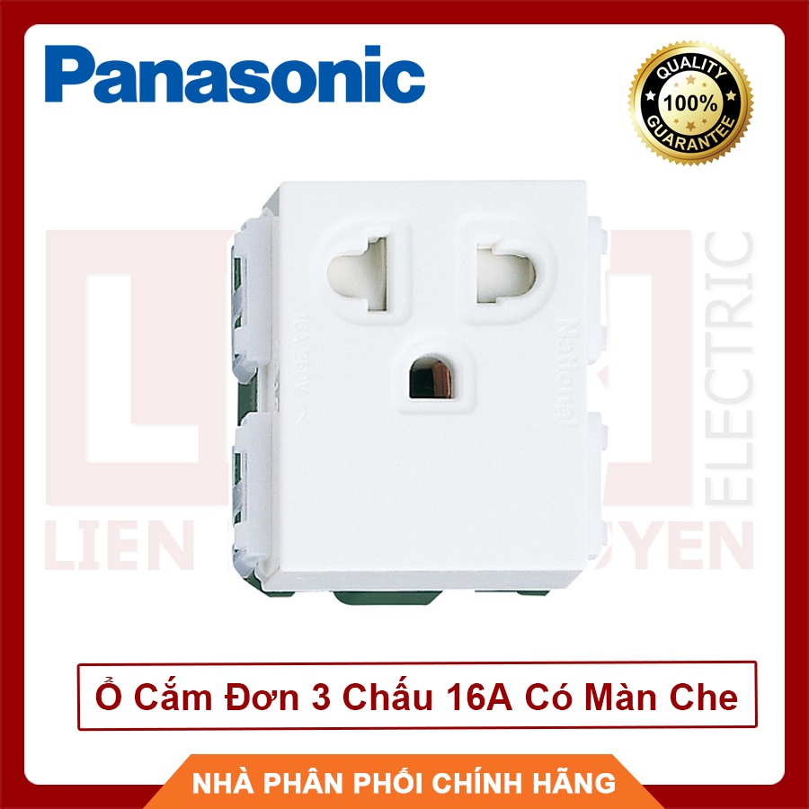 PANASONIC Ổ Cắm Đơn 3 Chấu 16A Có Màn Che WEV1181SW WIDE - Hàng Chất Lượng - BH 12 Tháng