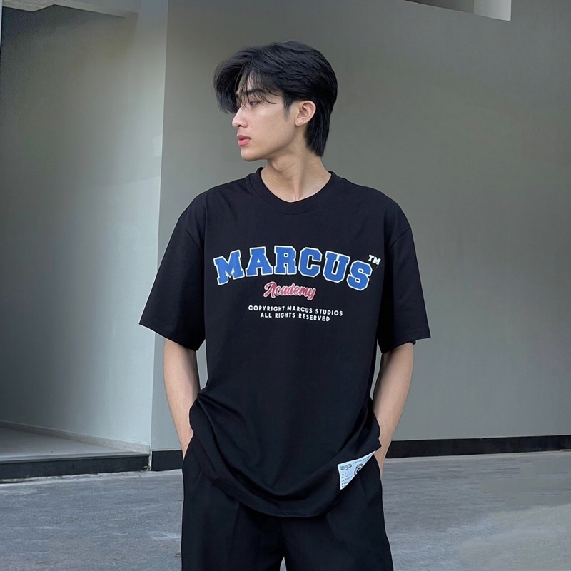 [Mã BMBAU50 giảm 50K đơn 150K] Áo thun đen form rộng tay lỡ academy tee thương hiệu MAICUS