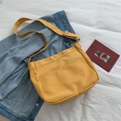 Túi Vải Canvas Đeo Chéo Phong Cách Harajuku Nhật Bản Hợp Thời Trang Cho Nữtúi đeo chéo nữ màu đen  trần trám dáng tròn dây bản to màu trắng học sinh  túi canvas đeo chéo
