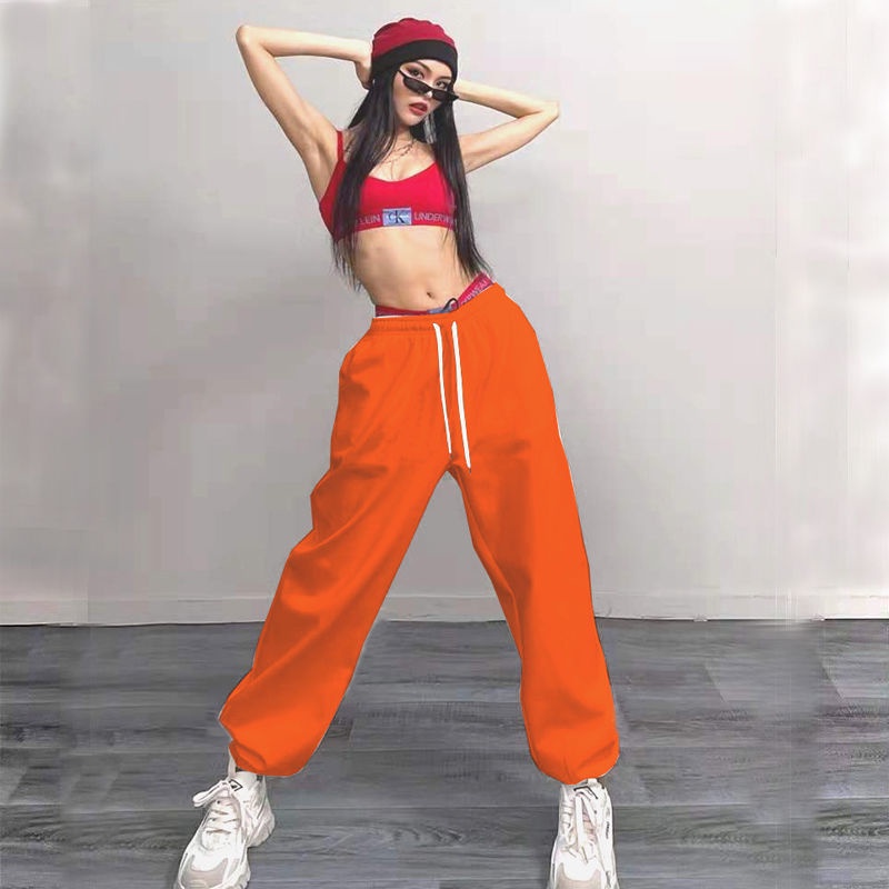 Quần Dài Màu Sắc Kẹo Ngọt Phong Cách Hiphop Đường Phố Âu Mỹ Cho Nữ