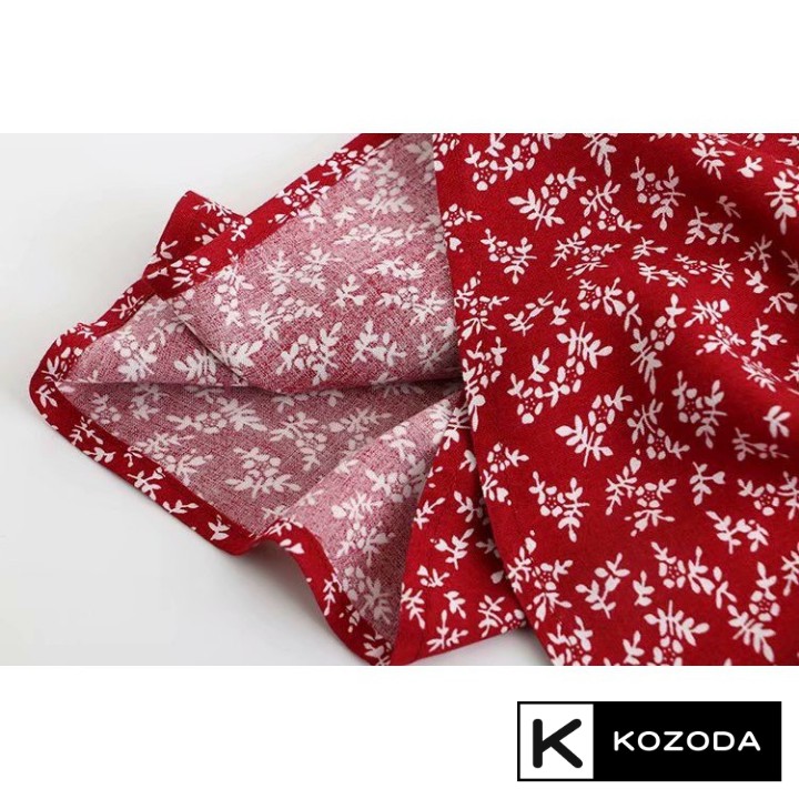 Chân váy hoa nhí vintage 2 lớp dáng dài đen đỏ hồng Kozoda CV24 | BigBuy360 - bigbuy360.vn