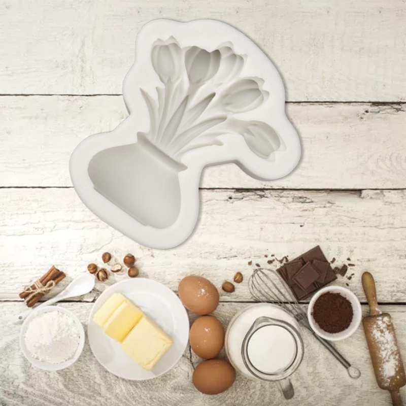 Khuôn Silicone Làm Sô Cô La Hình Lọ Hoa Tulip Xinh Xắn