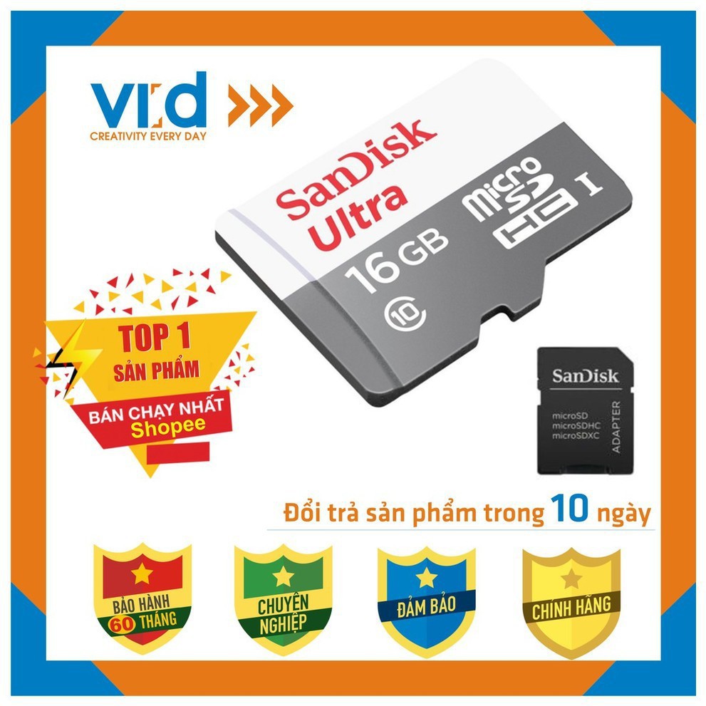 Thẻ Nhớ SanDisk Micro SDHC 128GB / 64GB / 32GB / 16GB Ultra UHS-I 80MB/S - Bảo hành 5 năm