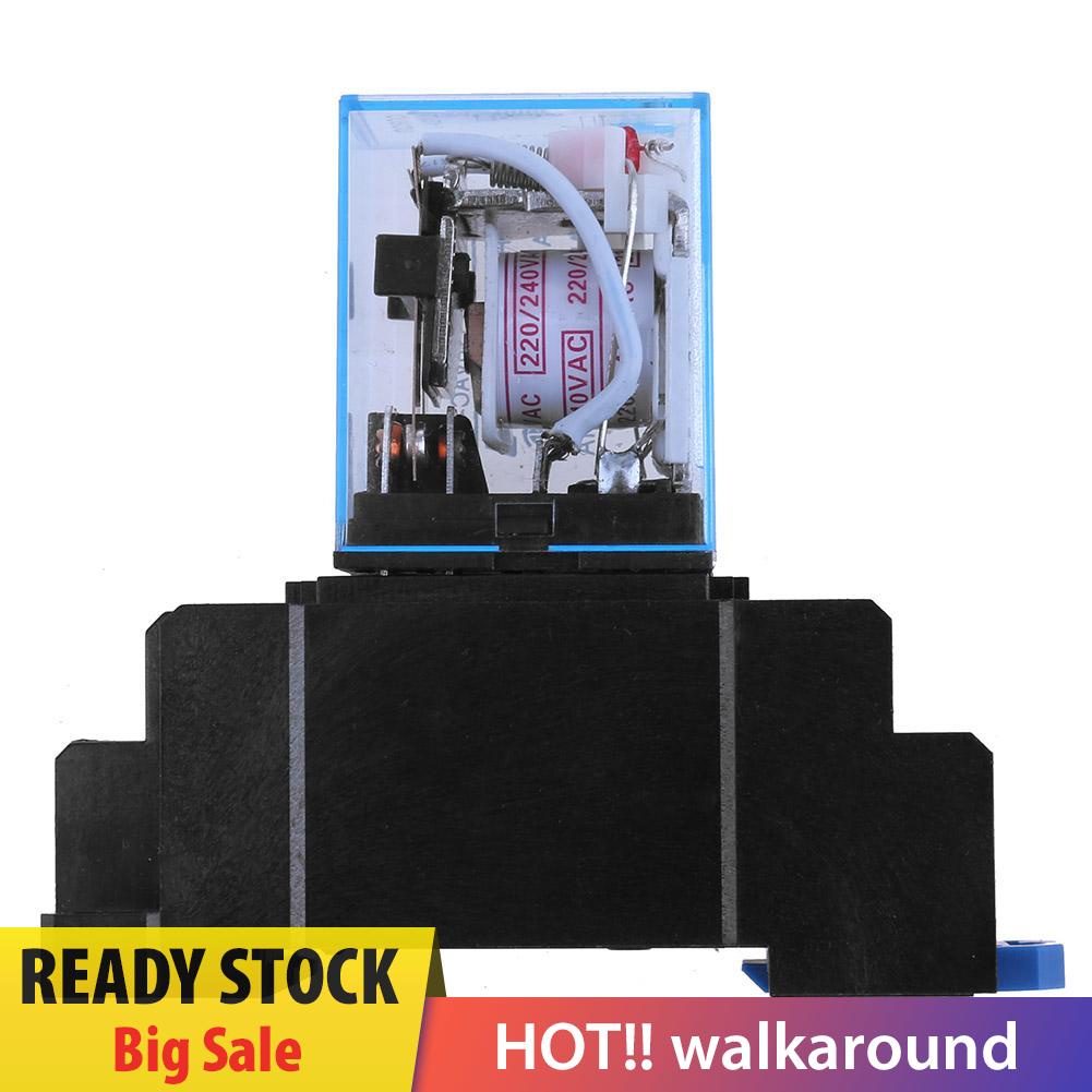 walkaround 220V 10A LY2NJ Mini 8 Pin Coil Power Electric Relay With Socket Base Black