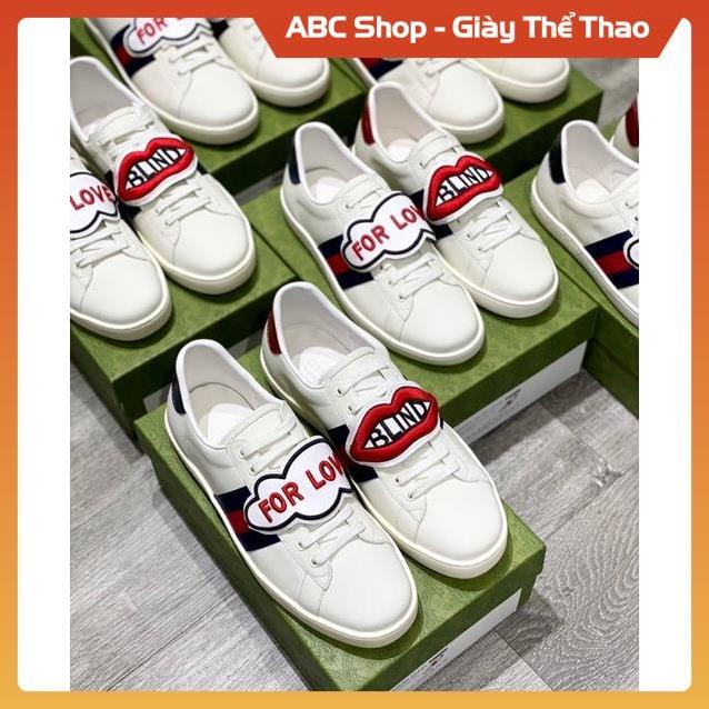 [FreeShip+ Hàng Xịn]  Giày sneaker gucci môi for love cho nam, Giầy Gucc.i ace trăng gót xanh đỏ siêu cấp