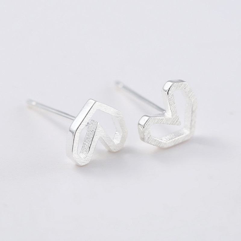 Bông Tai Mạ Bạc 925 Hình Trái Tim Rỗng Cho Nữ