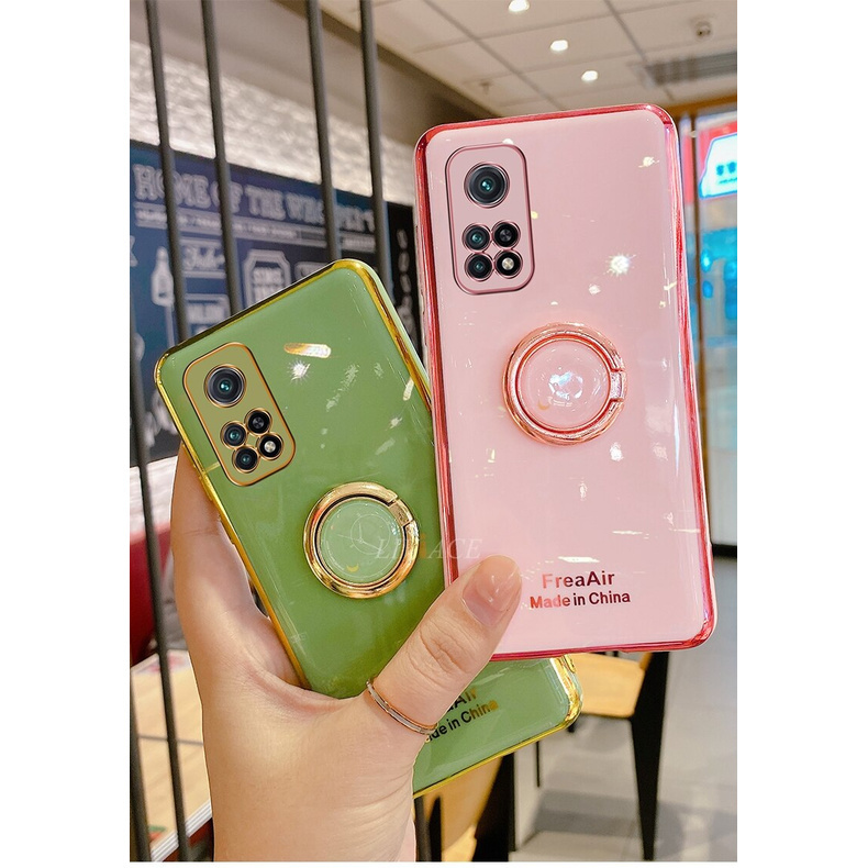Ốp Điện Thoại Silicon Mềm Mạ Gương Có Vòng Đỡ Cho Xiaomi Mi 10t Mi10T Pro 10t Redmi Note 7 Pro Redmi Note 8 P Pro Poco F3