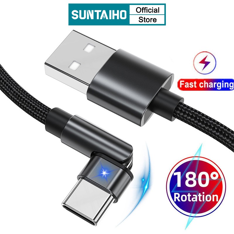 Dây Cáp Sạc Nhanh Và Chuyển Đổi Dữ Liệu Suntaiho Micro USB Có Đèn LED Và Có Thể Xoay 180 Độ Dành Cho Android