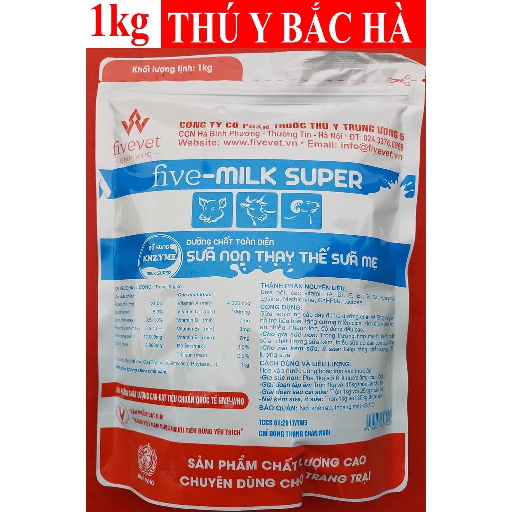 1 kg PLUS – MILK Đạm sữa Và FIVE-MILK SUPER Sữa non cao cấp chuyên dùng cho heo sơ sinh, heo tập ăn, heo con, heo nái