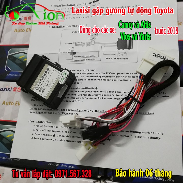 Gập gương tự động Vios/ Yarris 09-17; Camry07-18; Altis 07-18; Fortuner/Innova 07-16 Fuji Kavitech Lasisi