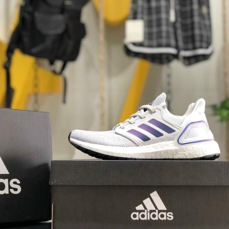 ( HỘP + GIẤY GÓI) Giày thể thao ULTRA BOOST 2021 grey Xám gót tím đế đen Ultra boost UB 6.0 | BigBuy360 - bigbuy360.vn