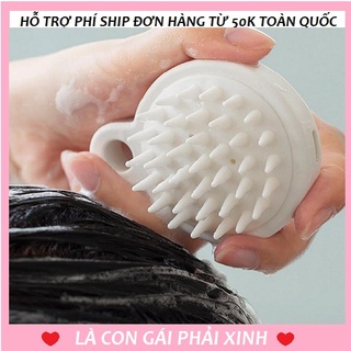 Lược Gội Đầu Silicon Massage Da Đầu Giảm Rụng Tóc, lược massage trắng, lược silicon trắng gội đầu hình tròn