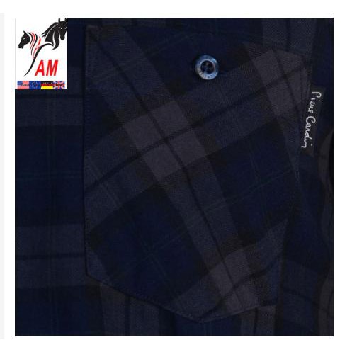 [100%[ cotton] Áo Sơ Mi Nam Pierre Cardin Grandad Collar Flannel Shirt Mens Cao Cấp (Teal/Navy - Size EU - Xách tay UK))