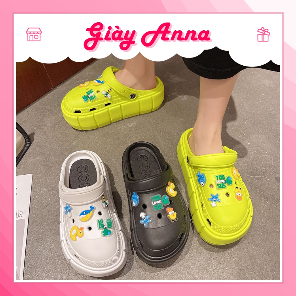 Dép sục nữ 665 chất liệu EVA nhẹ đế cao 6 cm kèm sẵn sticker siêu xinh