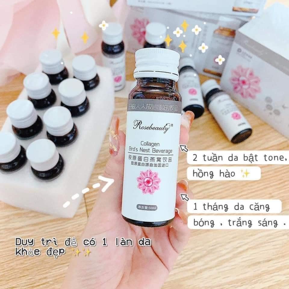 Nước Uống Collagen Yến Trắng Da Rose Beauty - RoseBeauty Yến Tươi Đẹp Da Nest Beverage 1 Hộp 8 Chai