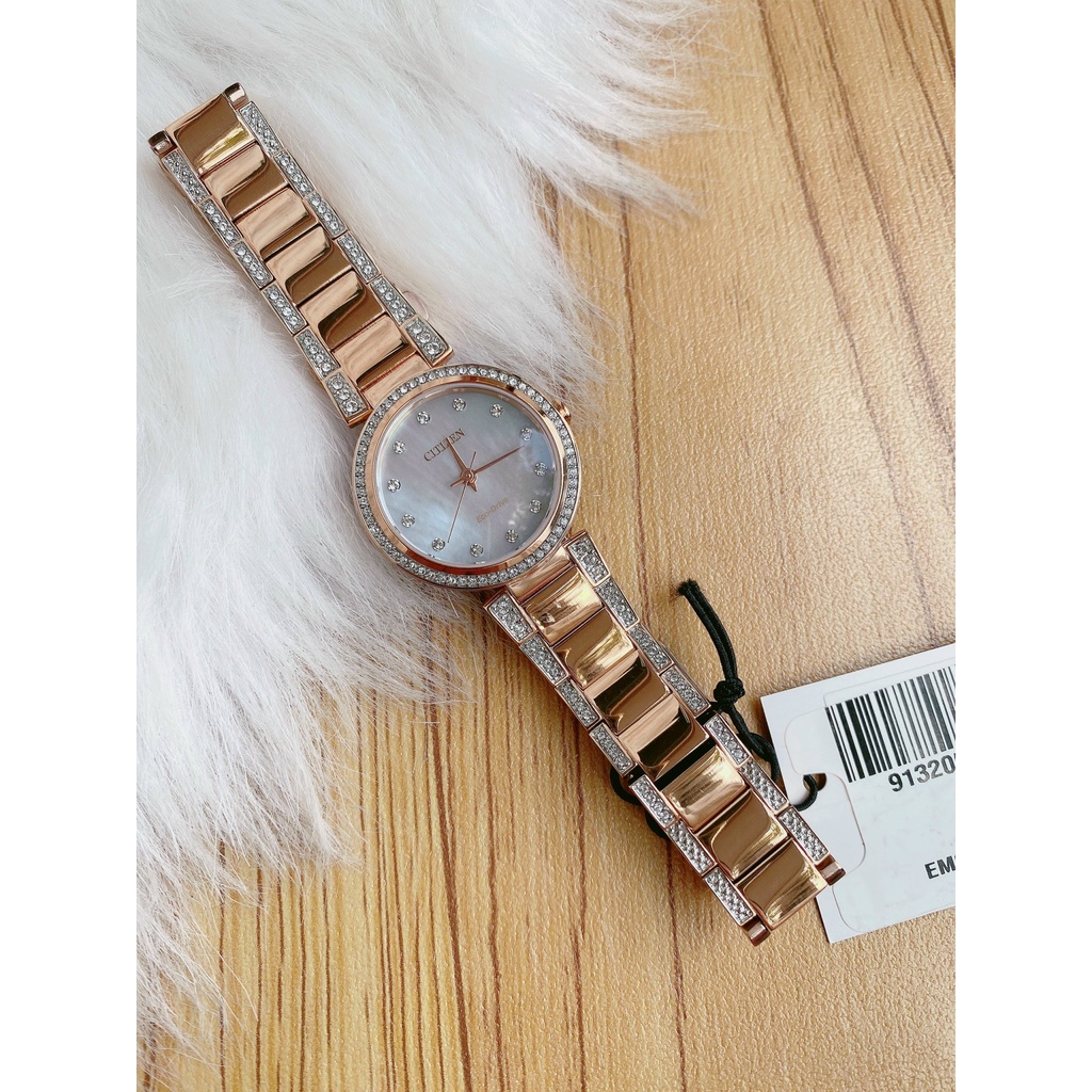 Đồng hồ nữ chính hãng Citizen EM0843-51D - Máy quartz pin năng lượng ánh sáng - Kính cứng
