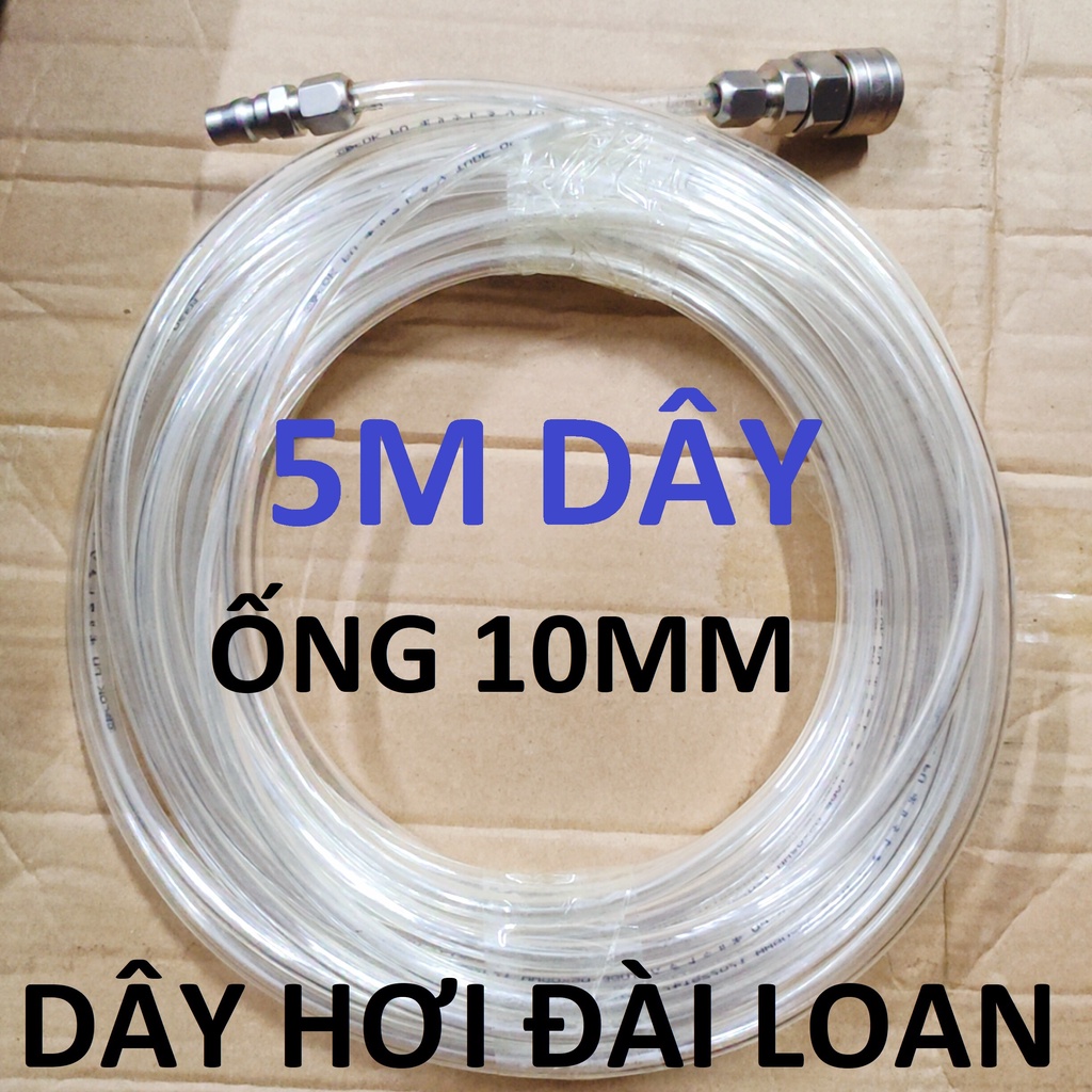 Dây hơi thẳng 5m, dây 6x10mm, kèm bộ đầu nối nhanh phổ thông (SS1837) (SS1976)