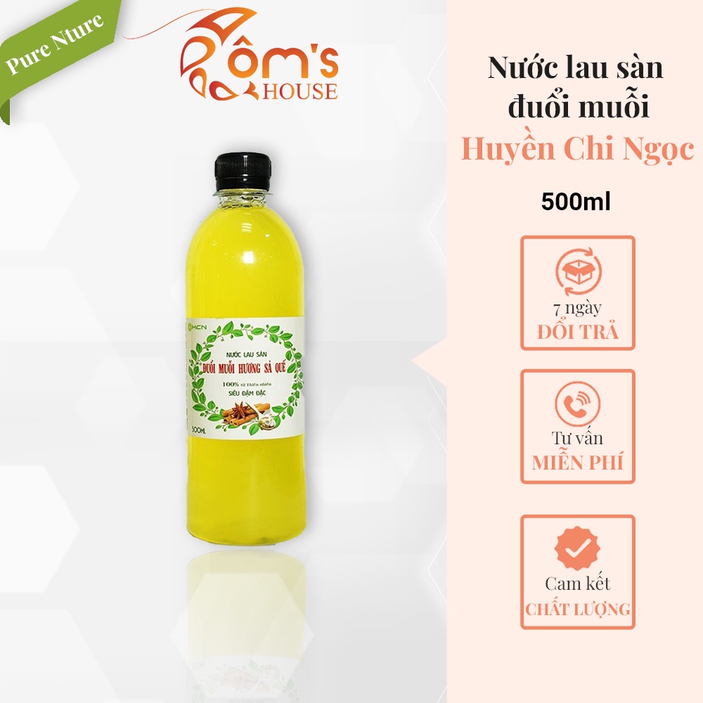 Nước lau sàn đuổi muỗi đậm đặc hương sả quế, sả tràm Huyền Chi Ngọc 100% từ nhiên nhiên, chai 500ml