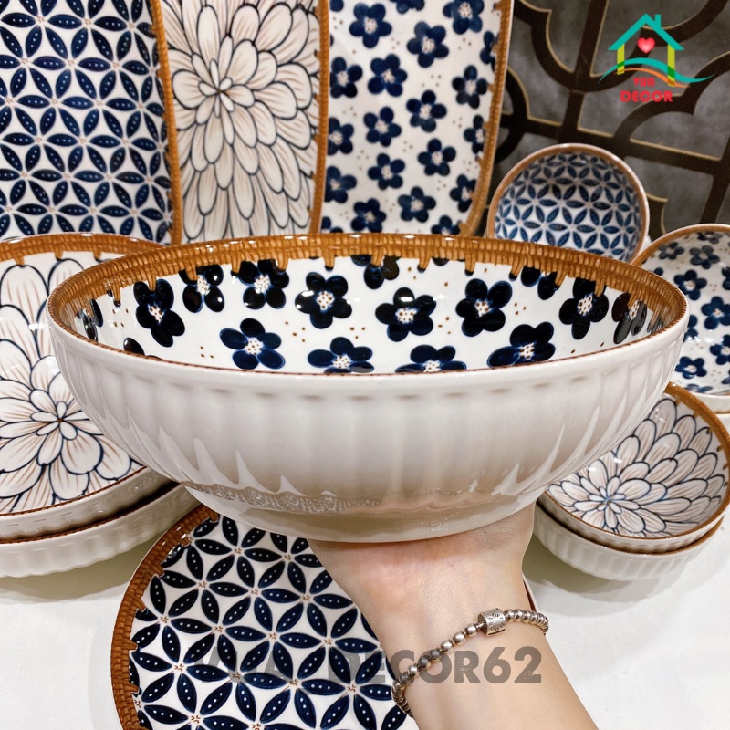 Bát Đĩa Decor  Chén Dĩa Dễ Thương  Đĩa Sứ Bát Tô Ăn Cơm Chén Sứ Đẹp MÂY NHẬT H3