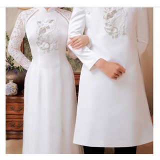 áo dài nam nữ đính pk ở ngực