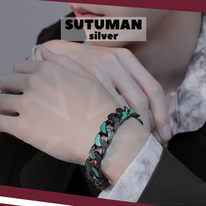 [GIAO HỎA TỐC] Vòng tay nam lắc tay cuba phụ kiện trang sức classic bracelet thương hiệu SUTUMANsilver