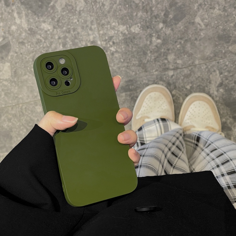 Green Ốp Điện Thoại Silicon Dẻo Mềm Bảo Vệ lens Cho iphone 13 pro max 11 12 pro max xr xs max 7 8 plus x