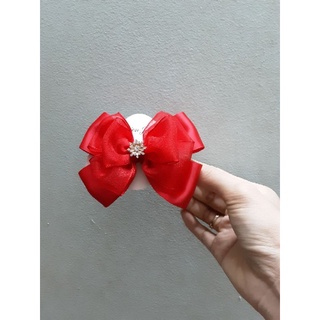Kẹp nơ lụa đỏ loại to cho bé