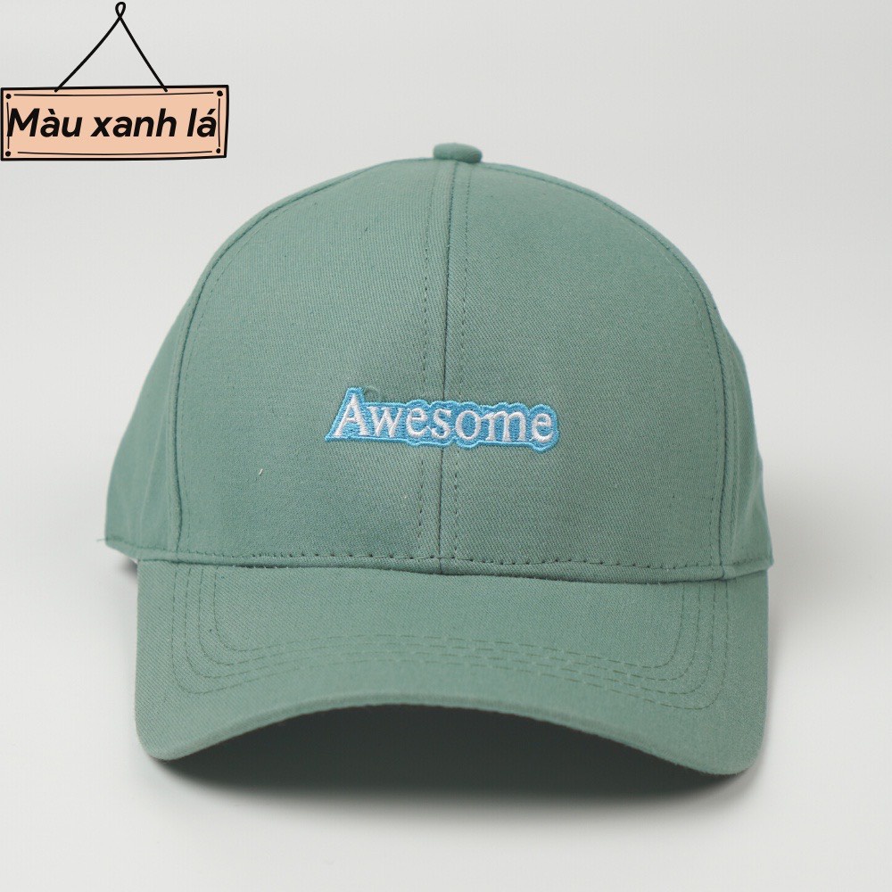 Mũ Lưỡi Trai Nón Kết Nhung Cao Cấp Thêu Chữ Awesome 421 Phong Cách Ulzzang Form Unisex Nam Nữ - Hazo