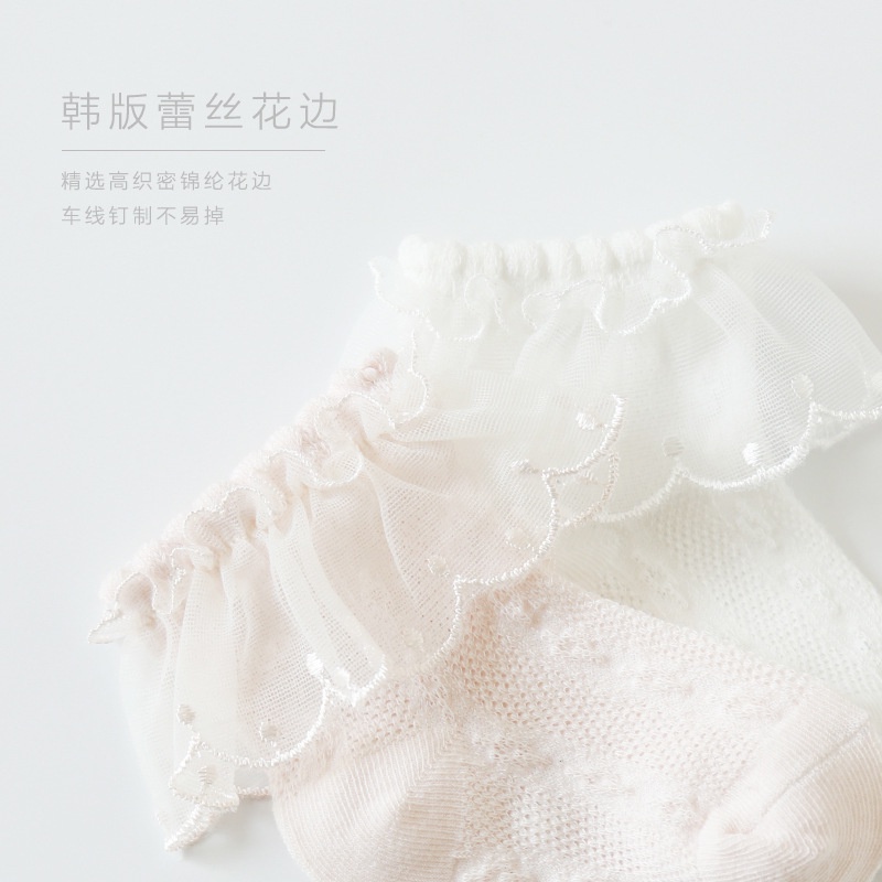 Vớ Cotton Phối Ren Lưới Mỏng Thoáng Khí Thời Trang Mùa Hè Cho Bé Gái 0574