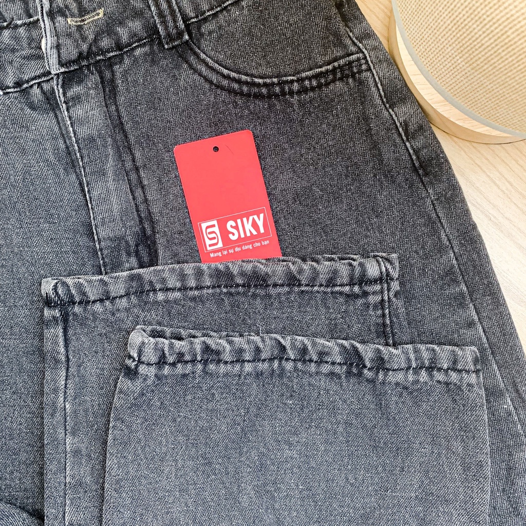 Quần jeans nữ SIKY dáng baggy cạp cao chất denim QJ19