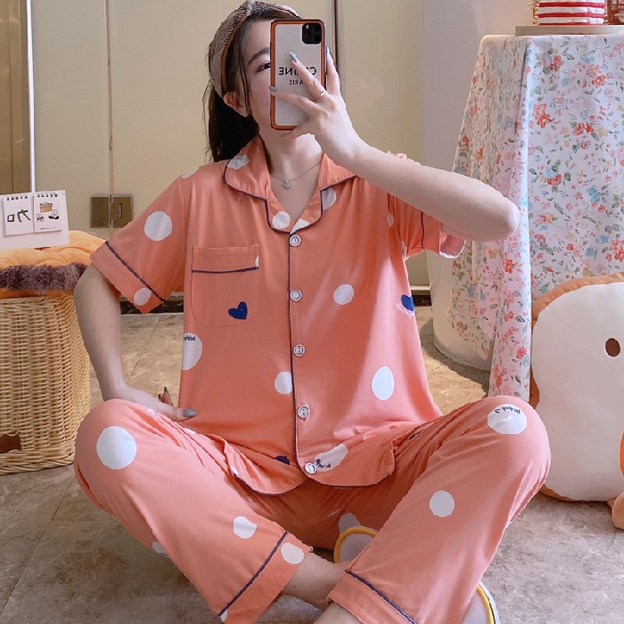 Pijama, Bộ Ngủ Nữ cotton ngắn tay quần dài CDCP03