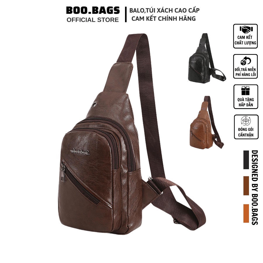 Túi Đeo Chéo Nam, Túi Đeo Ngực Đi Làm Nhỏ Gọn Da Pu Cao Cấp Không Bong Tróc Boobags  Boo-019