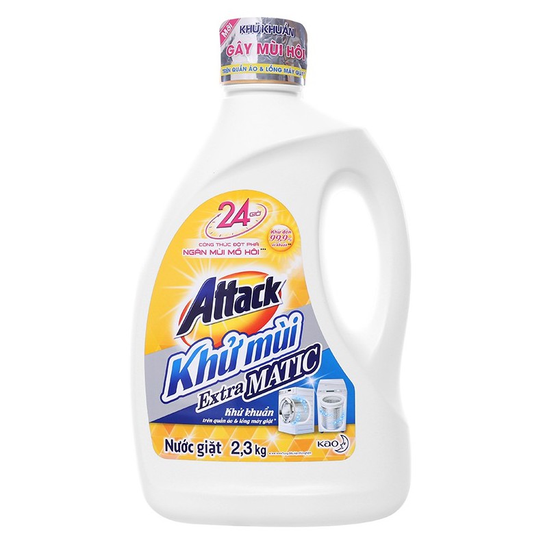 Nước giặt Attack Extra Matic ngăn mùi mồ hôi chai 2.3kg