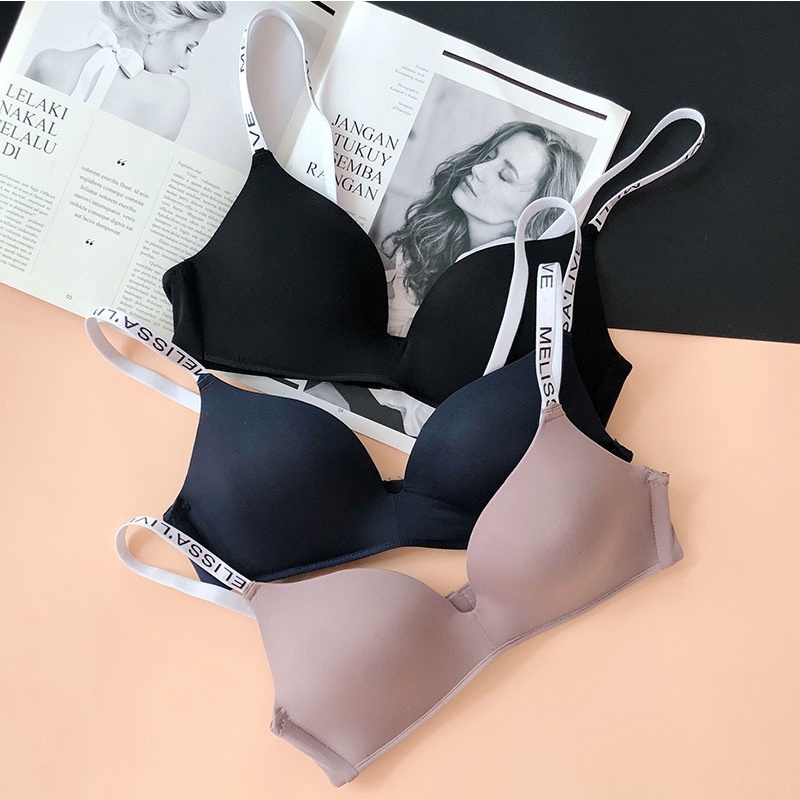 Áo Ngực Không Gọng Mỏng Không Đường May In Chữ Thời Trang Cho Nữ Size 32-38