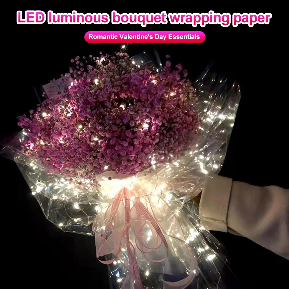Giấy Gói Hoa 60 x 60CM Có Đèn Led Đa Năng Chống Thấm Nước（With nút pin）