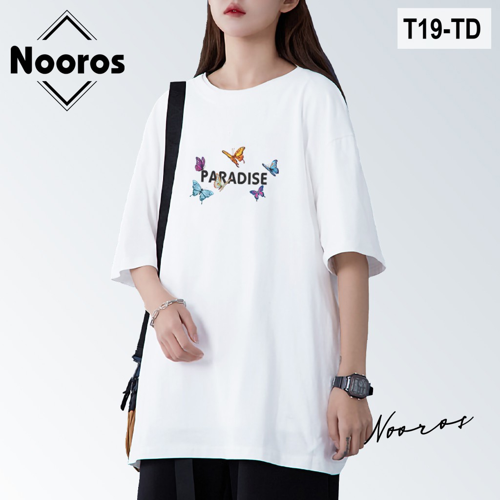 Áo thun hình con bướm Butterfly tay lỡ nam nữ Nooros vải phông trơn cotton form rộng in đẹp TAY LỠ BƯỚM PARADISE  - T19