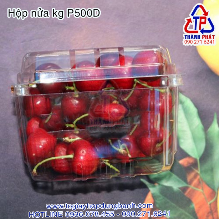 Hộp P500D - Hộp P500D đựng nửa kg trái cây - Hộp đựng nửa kg dâu - Hộp đựng 0.5kg P500D