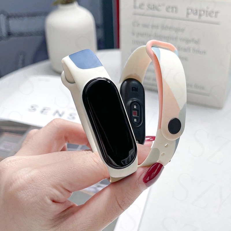 Dây Đeo Silicon Họa Tiết Hoạt Hình Đáng Yêu Cho Xiaomi Mi Band 3 4 5 6 7