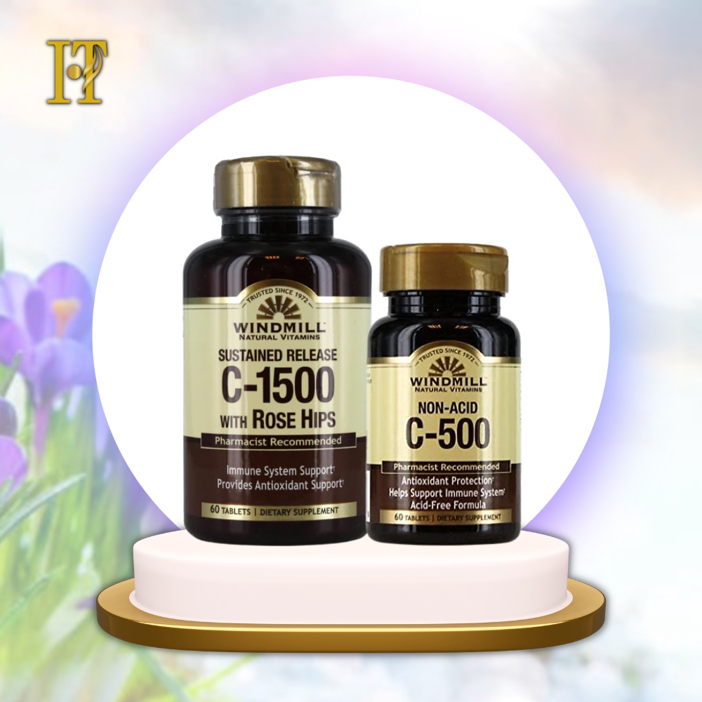 Combo Vitamin C-500 & C-1500 Non Acid Có Tác Dụng Chống Lại Các Gốc Tự Do Gây Hại Cho Tế Bào, Tăng Hệ Miễn Dịch