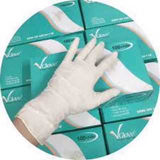 Găng tay, bao tay cao su y tế VGlove 100cái/hộp