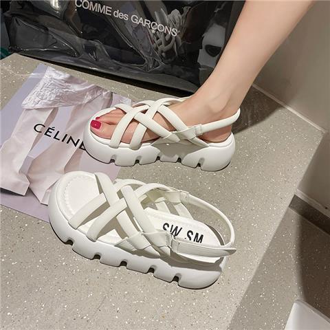 Jiashucheng Hàng Có Sẵn Giày Sandal Thể Thao Đế Dày Quai Chéo Màu Xanh Lá Phong Cách Châu Âu Mùa Hè Cho Nữ