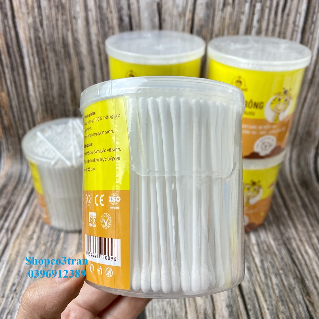 Tăm Bông Cho Bé 336 Que HỘP TRÒN XOAY chính hãng Bông Bạch Tuyết