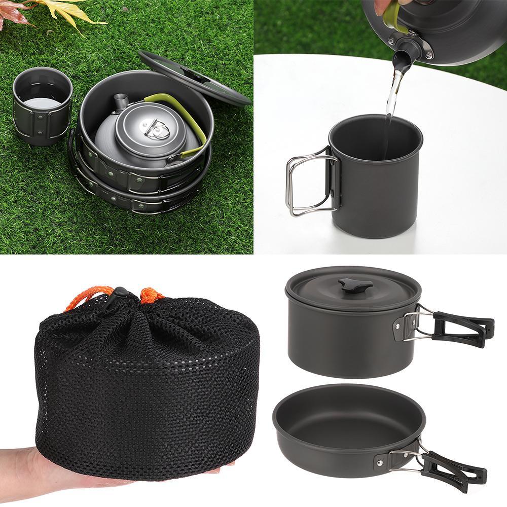 WUWOWU Bộ Nồi Chảo Nấu Ăn Dành Cho 2-3 Người Khi Đi Cắm Trại