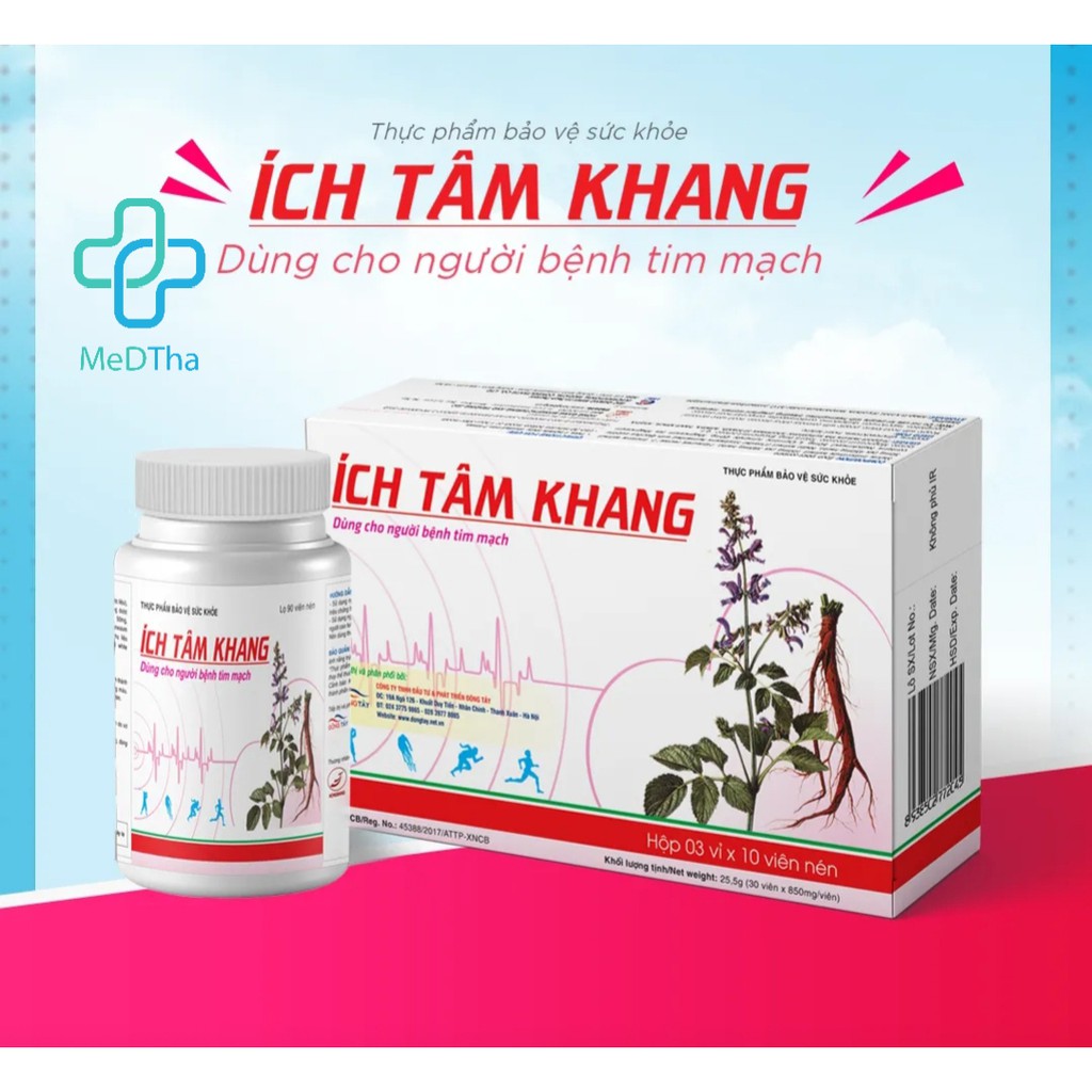 Ích Tâm Khang - Hỗ trợ Tăng cường Sức Khỏe Tim Mạch, Giảm Triệu Chứng Suy Tim, Khó Thở, Phù (90, 180 viên) [Chính Hãng]