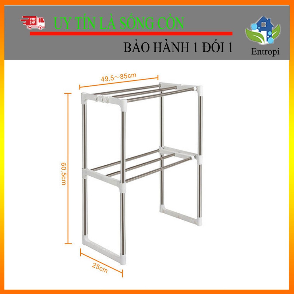 [Giá Rẻ Nhất Hà Nội ]  Kệ Lò Vi Sóng 2 Tầng Inox Có Móc Treo Siêu Tiện Lợi