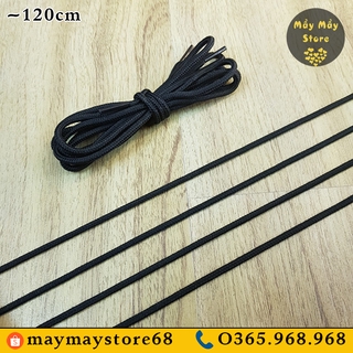 Dây Giày Tròn Màu Đen Dài 120cm (Cho Giày Có 7-8 Lỗ Xâu)