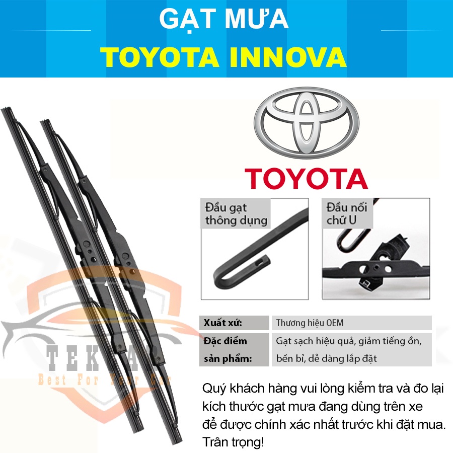 [1 CẶP - INNOVA] Gạt mưa ô tô xe Toyota Innova cần gạt kính khung xương sắt lưỡi silicon lưỡi, thanh cần gạt nước mưa